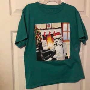 Star Wars Storm Trooper Christmas Theme Green Graphic T-Shirt Boys XL